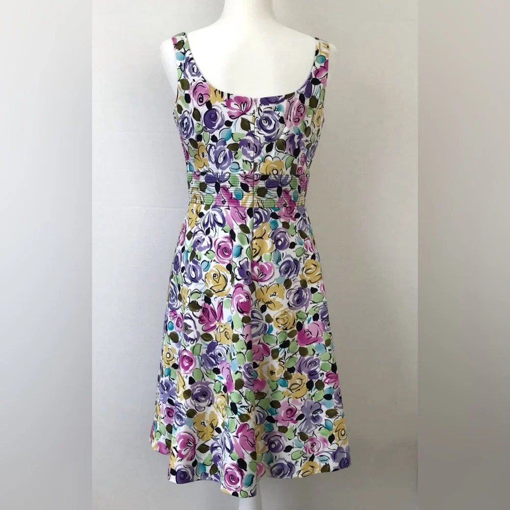 Donna Ricco Multi Color Abstract Floral Flowers Sleeveless Dress - Picture 2 of 10